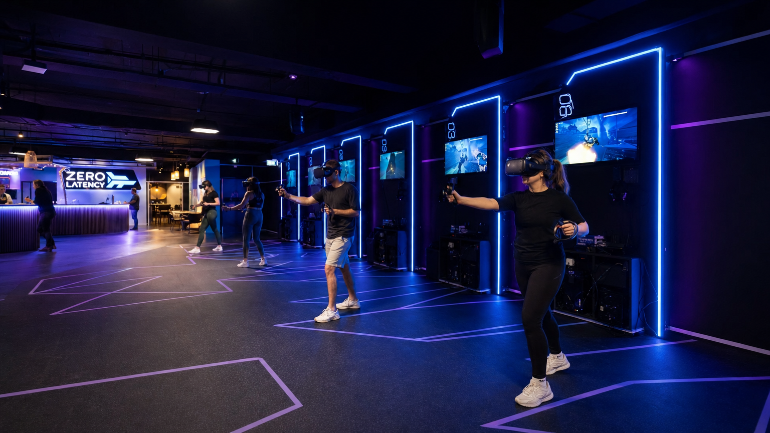 VR venue interior with players